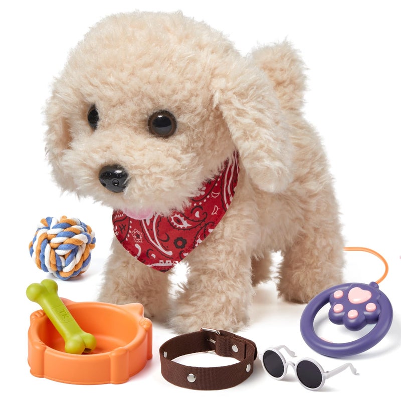 TUMAMA Remote Control Electronic Plush Puppy Dog Toy  Fun Interactive Toys Walks Barks Shake Tail Dress Up Realistic Stuffed Animal Dog  Gift for Girls Boys Age 3-6 Year Old - Image 4